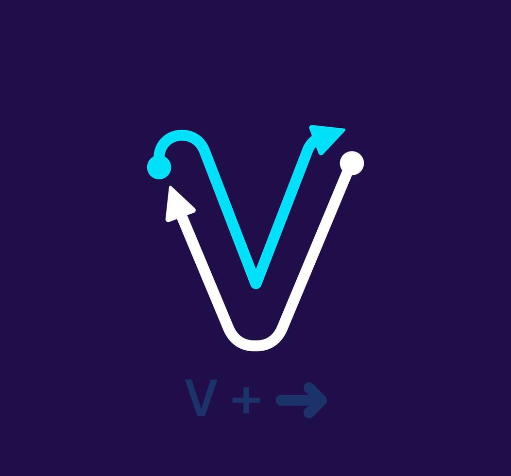 Linear letter V logo. Unique logo. Abstract letter simple rotating arrow target icon. corporate identity vector eps.