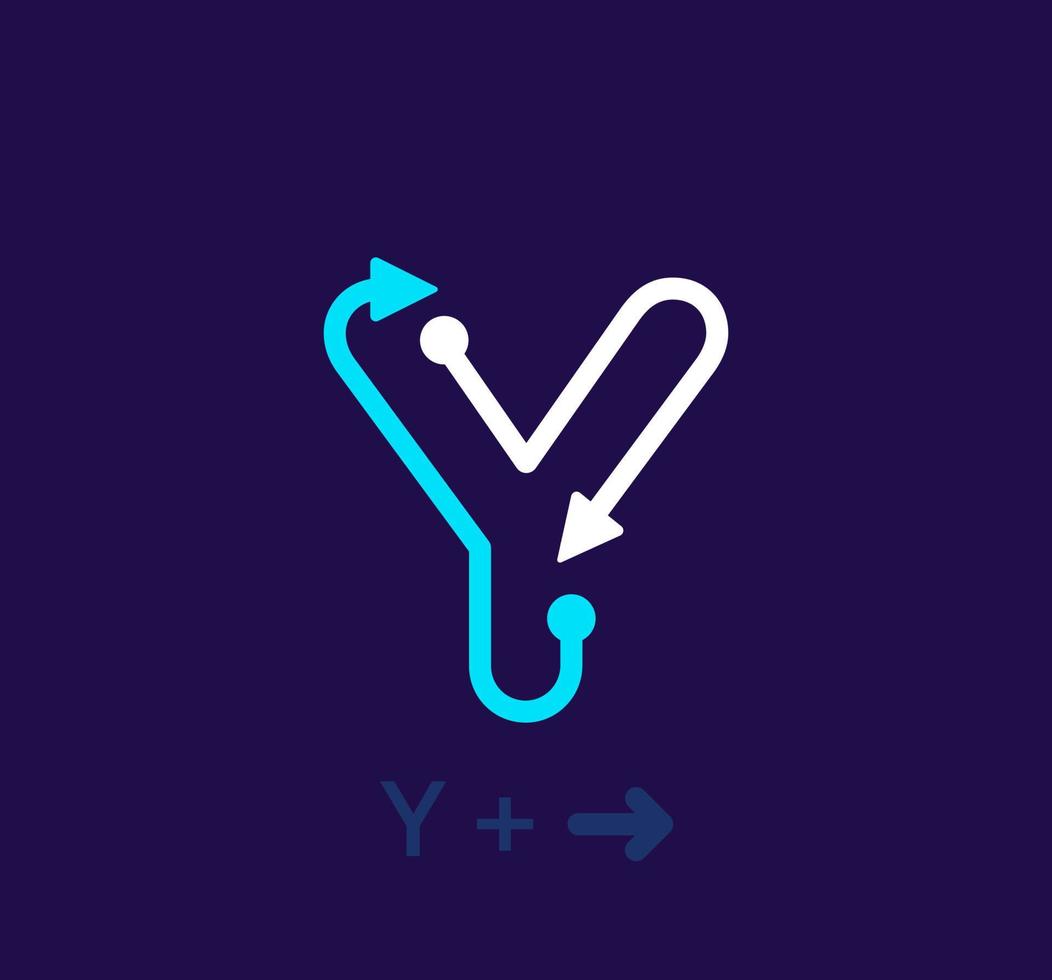 Linear letter Y logo. Unique logo. Abstract letter simple rotating arrow target icon. corporate identity vector eps.