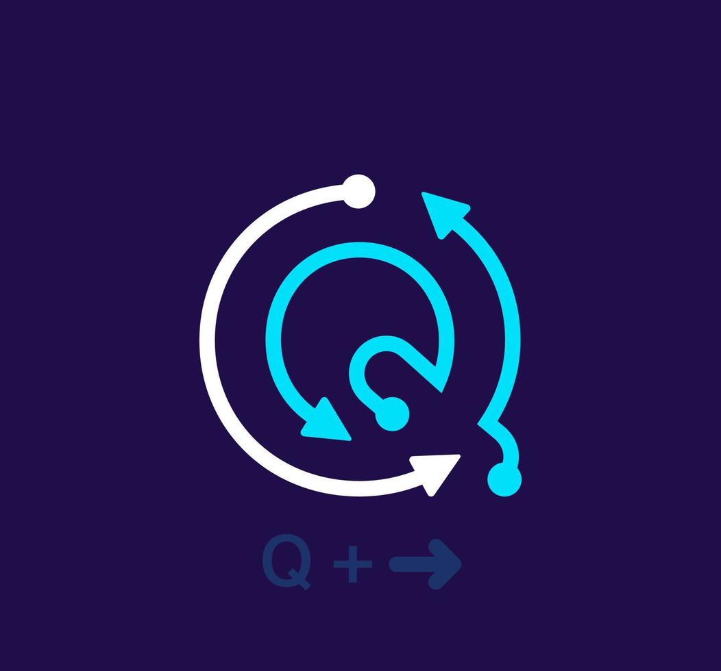 Linear letter Q logo. Unique logo. Abstract letter simple rotating arrow target icon. corporate identity vector eps.