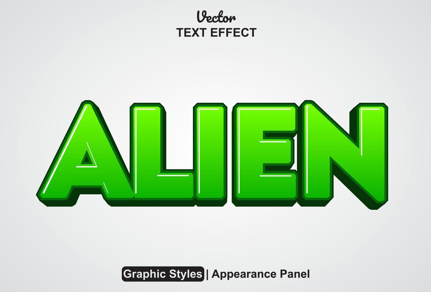 efecto de texto alienígena con estilo gráfico y editable. vector