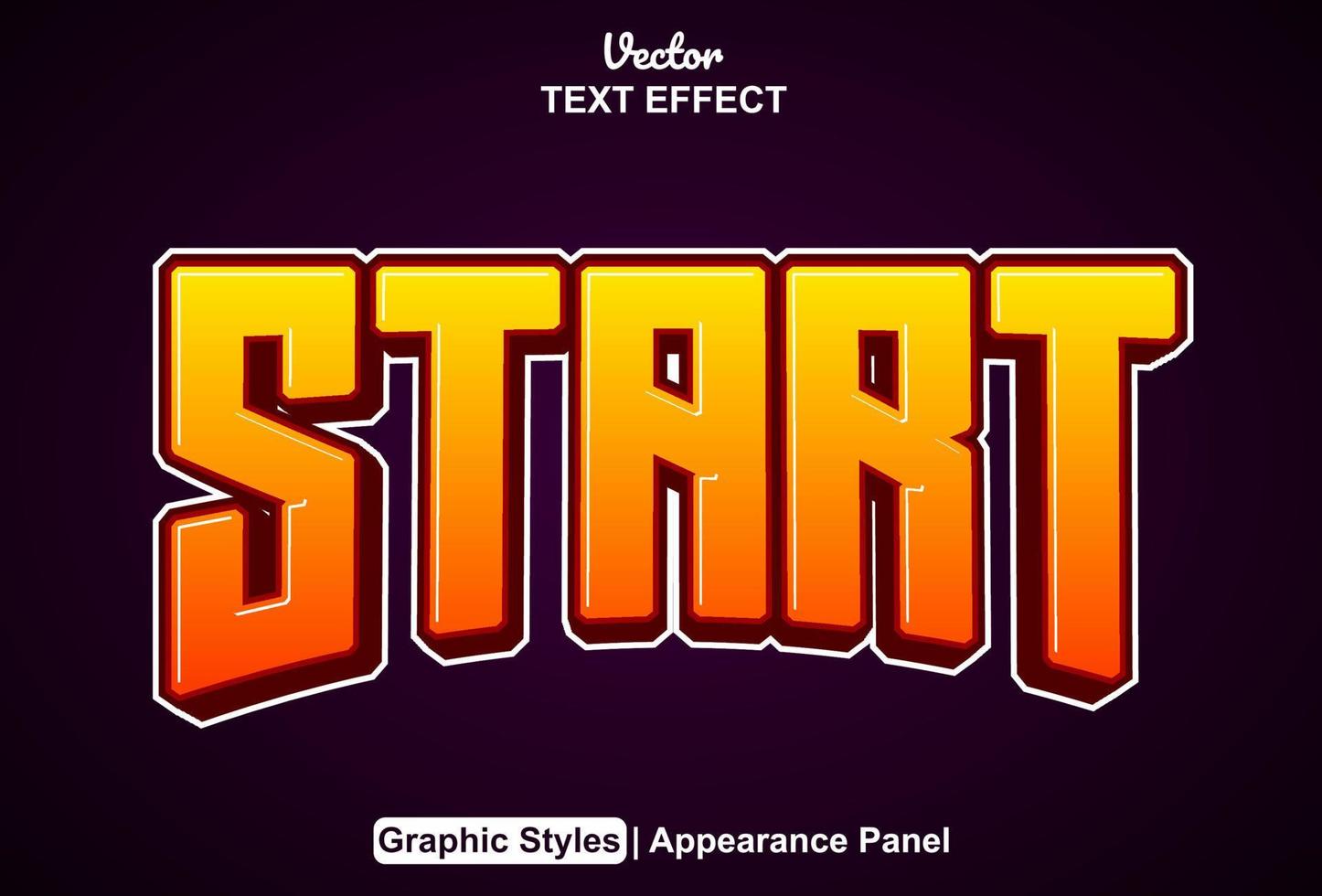 start text effect with graphic style and editable. vector