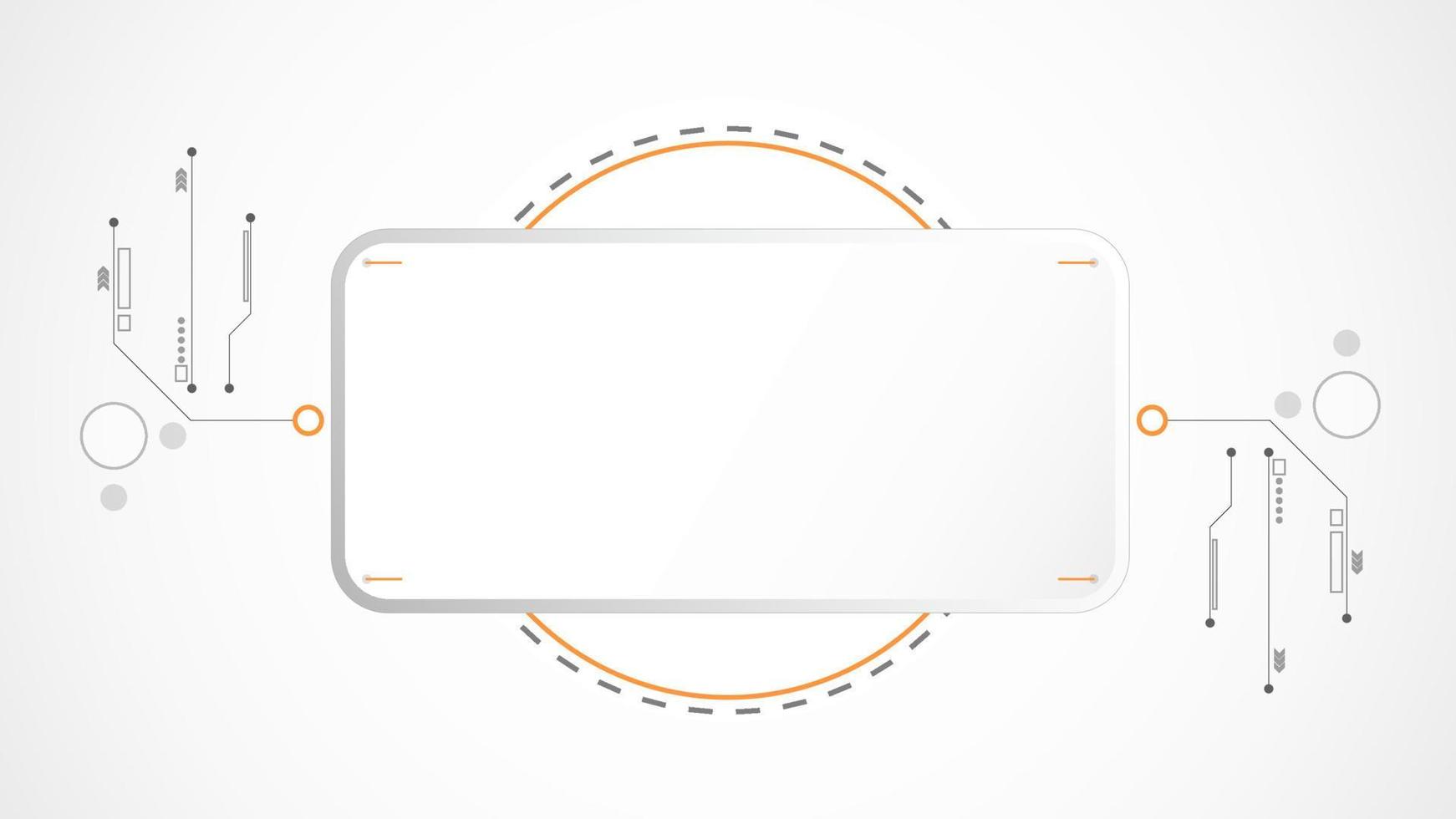 white grey rectangle technology background abstract. technology with line digital color grey, orange, dot, hi-tech, vector. rectangle technological for web banner, background, structure, object. vector