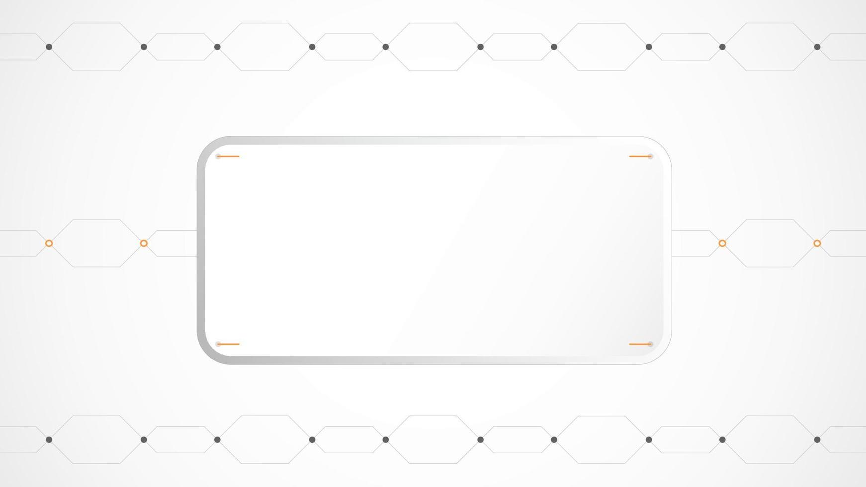 blanco gris rectángulo tecnología antecedentes resumen. tecnología con línea digital color gris, naranja, punto, de alta tecnología, vector. rectángulo tecnológico para web bandera, fondo, estructura, objeto. vector