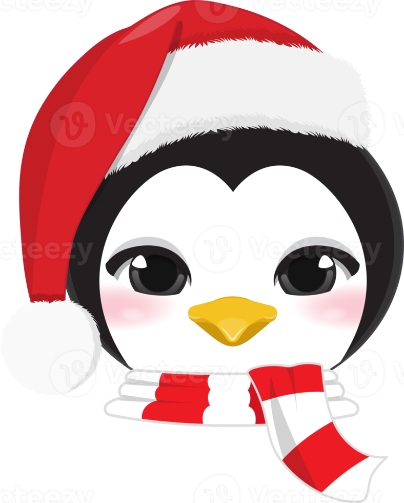 Christmas characters heads with Cute Penguin cartoon characters for design png