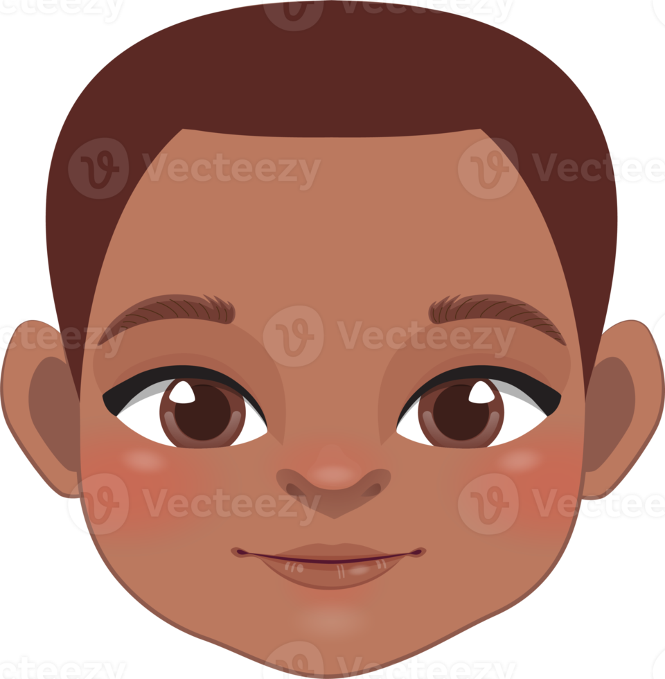 Cute Black Baby Boy Face Collection, American African Cartoon Character png