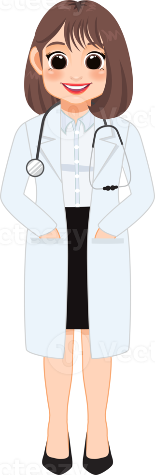 fêmea médico dentro uniforme clipart, profissional médico trabalhadores, sublimação desenhos, mascote png