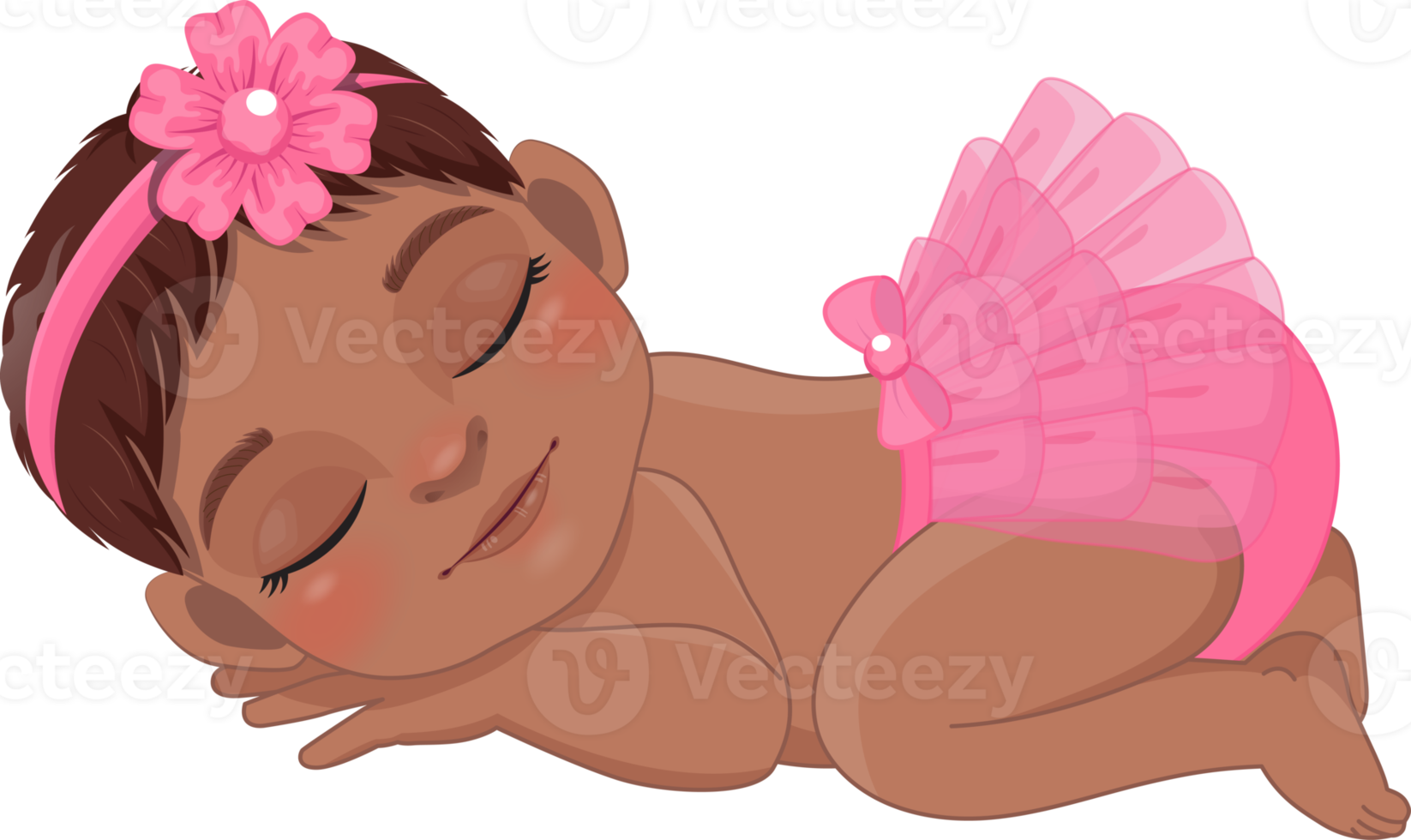 Baby African American Girl Sleeping Cartoon Character png