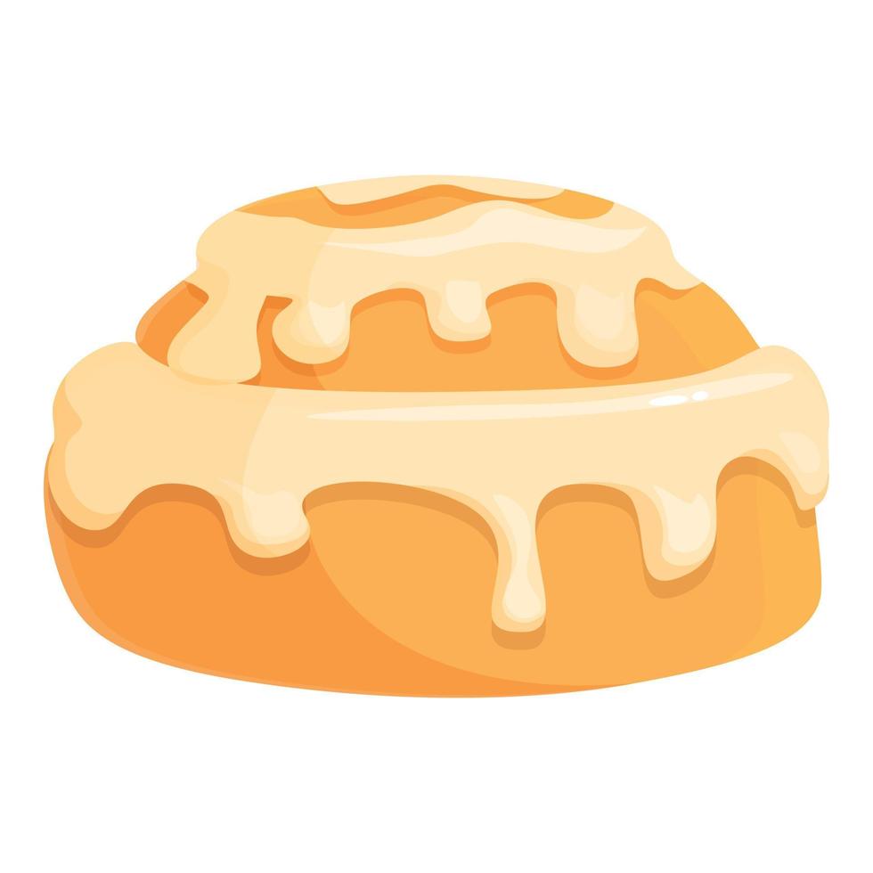 Baked cinnamon roll bun icon cartoon vector. Sugar menu vector