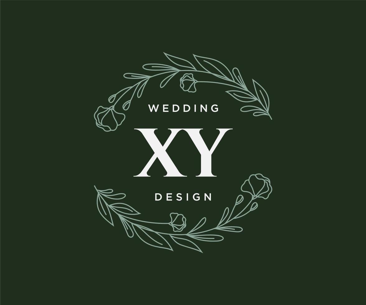 XY Initials letter Wedding monogram logos collection, hand drawn modern minimalistic and floral templates for Invitation cards, Save the Date, elegant identity for restaurant, boutique, cafe in vector