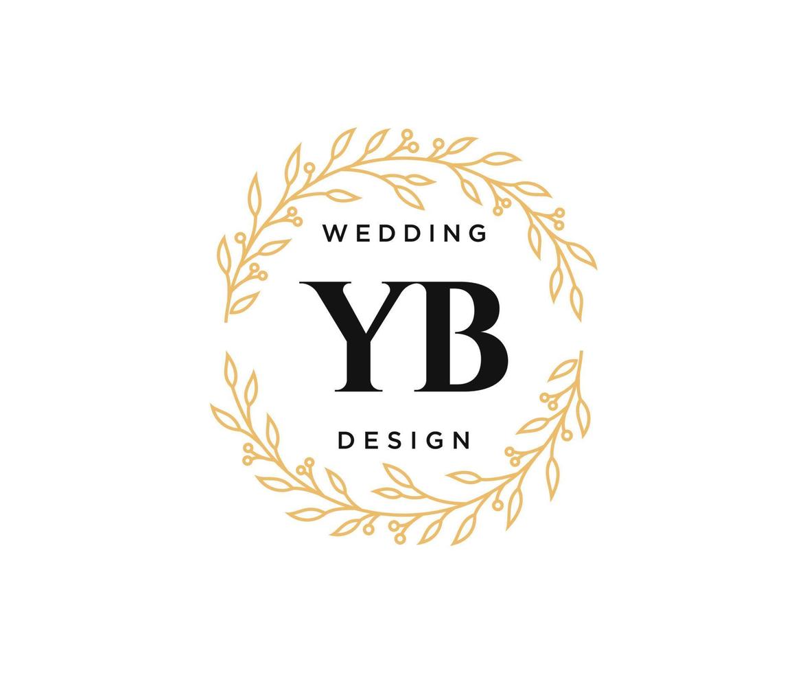 YB Initials letter Wedding monogram logos collection, hand drawn modern minimalistic and floral templates for Invitation cards, Save the Date, elegant identity for restaurant, boutique, cafe in vector