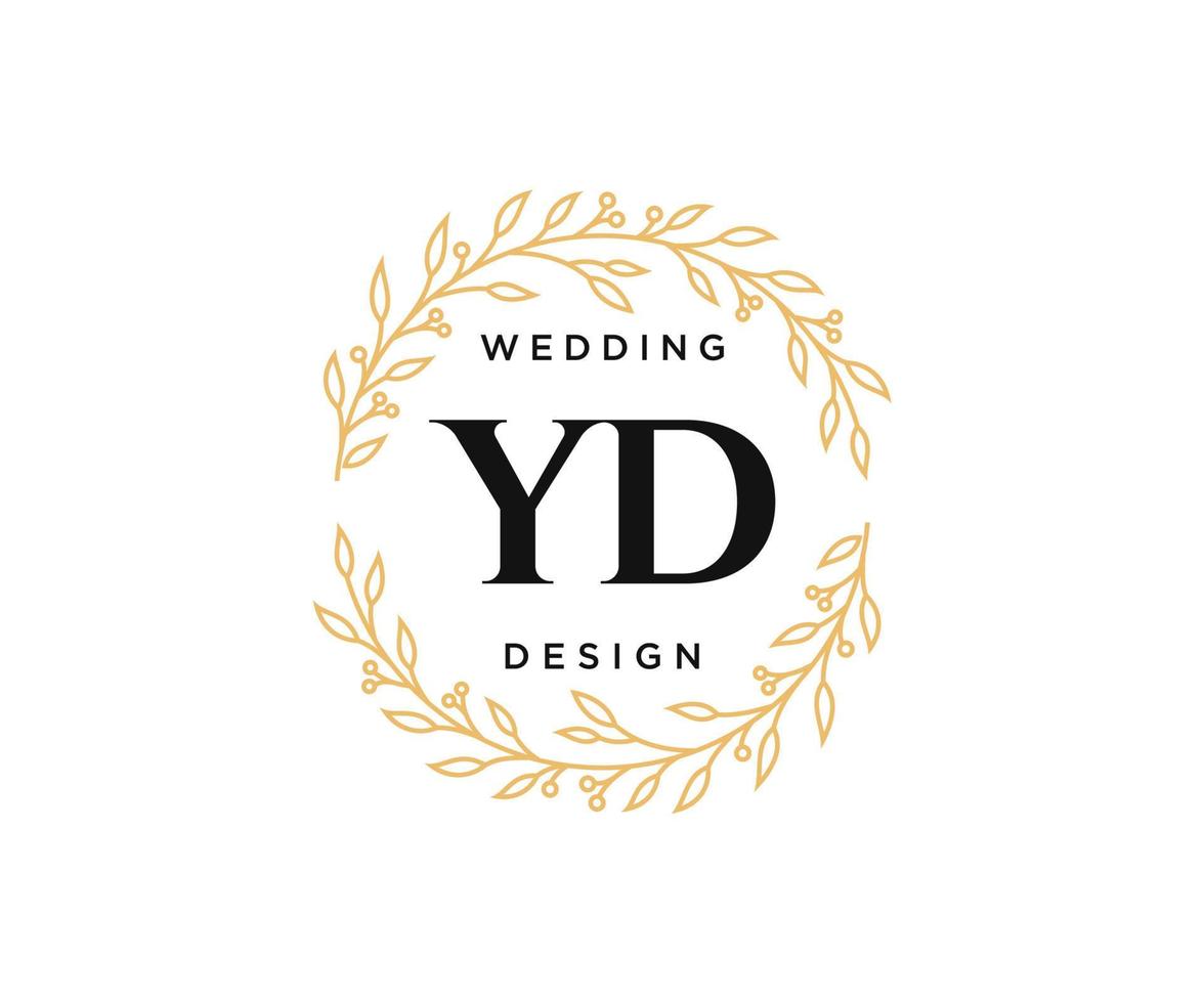 YD Initials letter Wedding monogram logos collection, hand drawn modern minimalistic and floral templates for Invitation cards, Save the Date, elegant identity for restaurant, boutique, cafe in vector