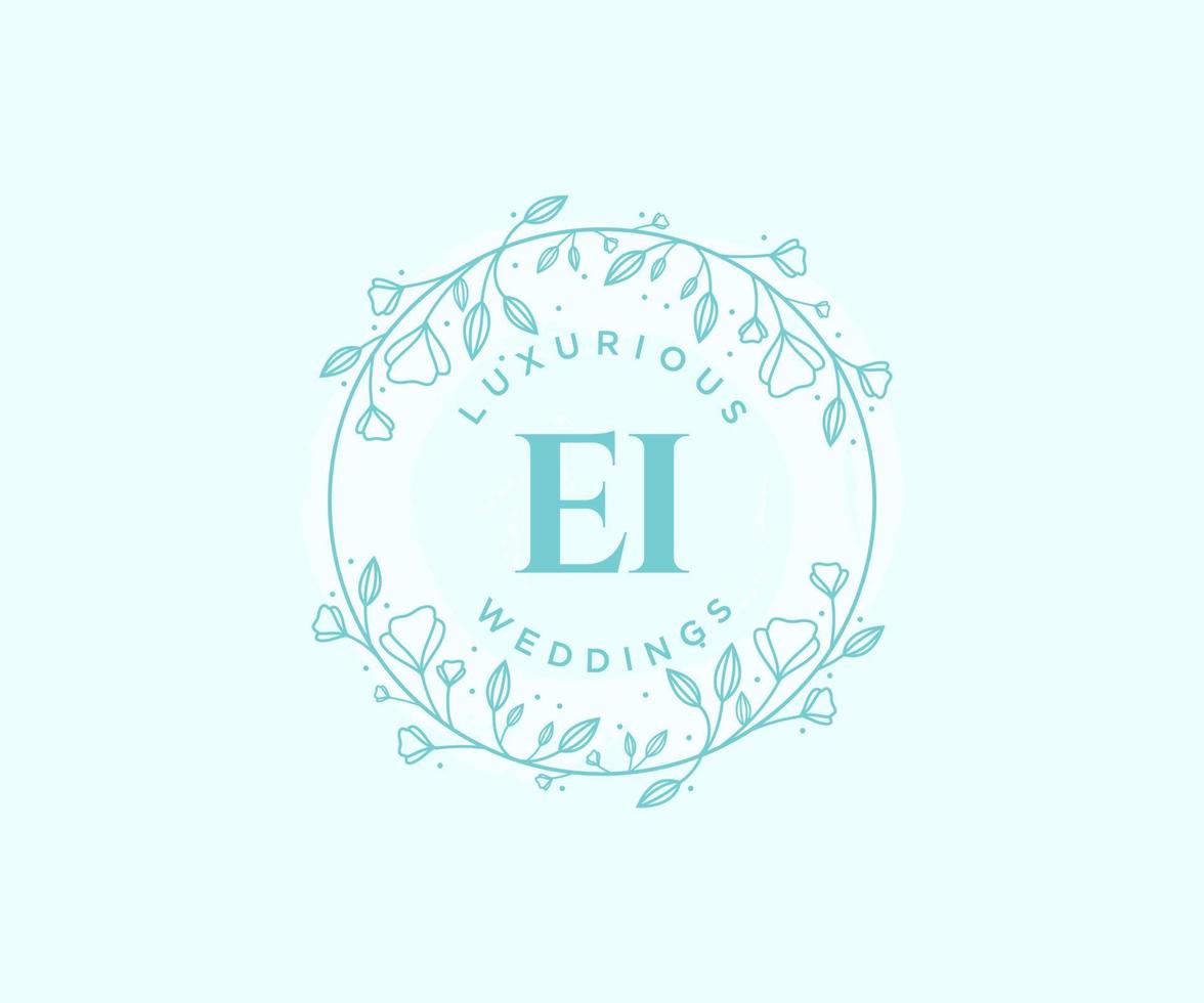 EI Initials letter Wedding monogram logos template, hand drawn modern minimalistic and floral templates for Invitation cards, Save the Date, elegant identity. vector