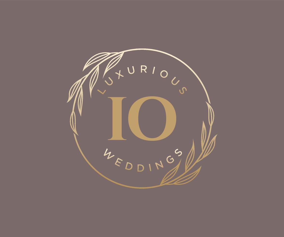 IO Initials letter Wedding monogram logos template, hand drawn modern minimalistic and floral templates for Invitation cards, Save the Date, elegant identity. vector
