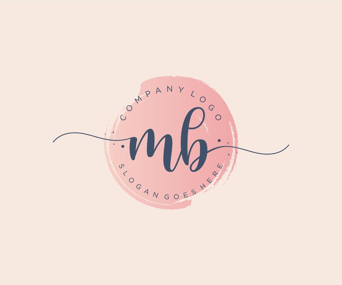 logotipo femenino inicial mb. utilizable para logotipos de naturaleza, salón, spa, cosmética y belleza. elemento de plantilla de diseño de logotipo de vector plano.