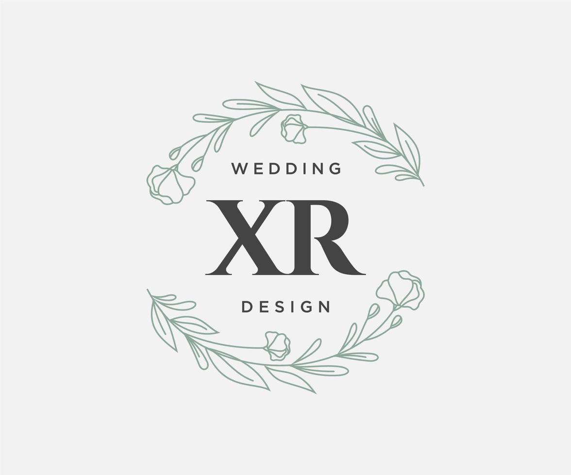XR Initials letter Wedding monogram logos collection, hand drawn modern minimalistic and floral templates for Invitation cards, Save the Date, elegant identity for restaurant, boutique, cafe in vector