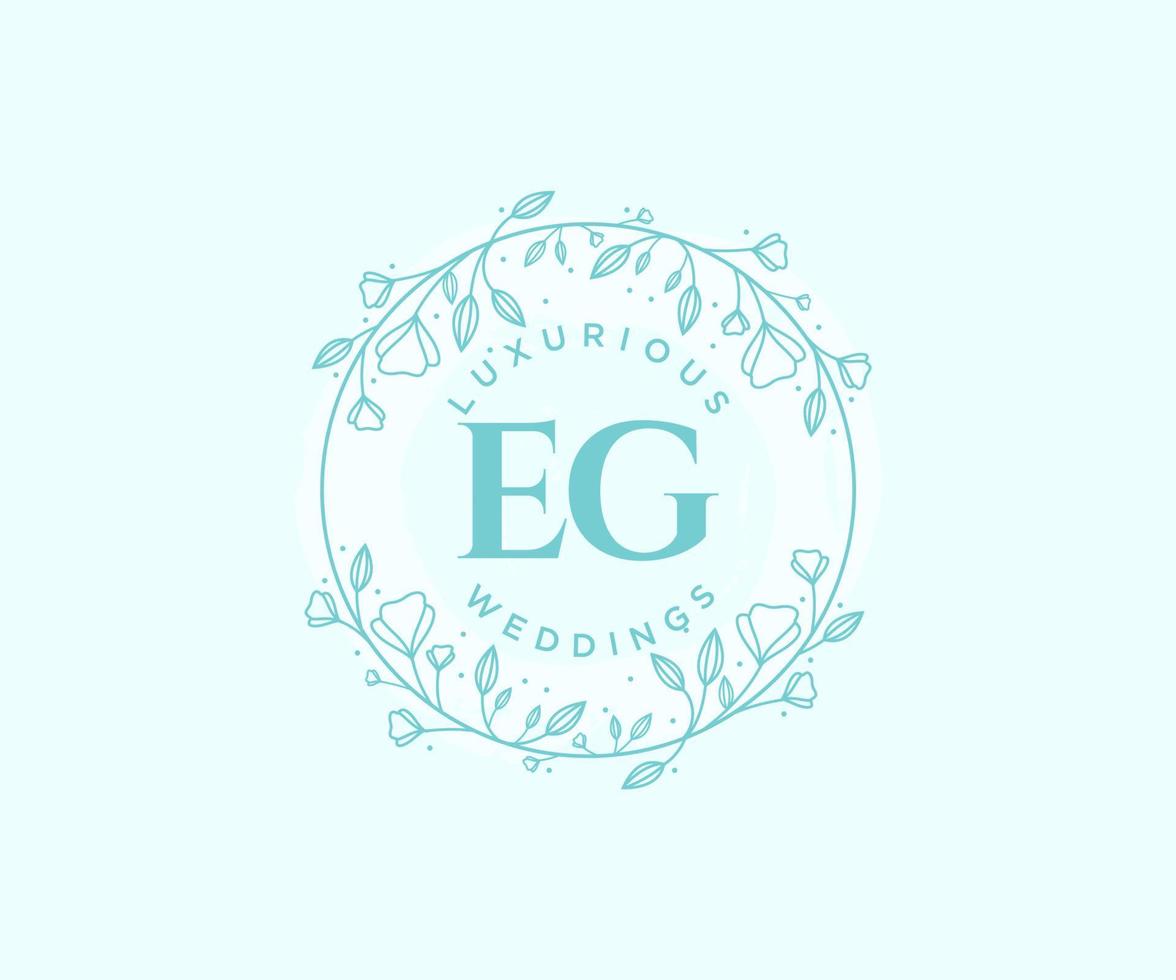 EG Initials letter Wedding monogram logos template, hand drawn modern minimalistic and floral templates for Invitation cards, Save the Date, elegant identity. vector