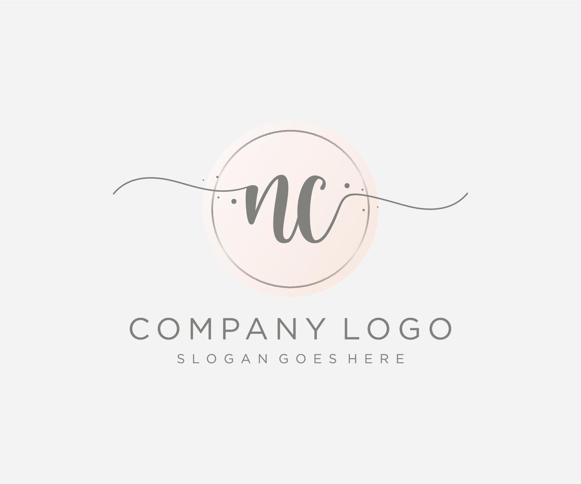 Initial NC feminine logo. Usable for Nature, Salon, Spa, Cosmetic and Beauty Logos. Flat Vector Logo Design Template Element.