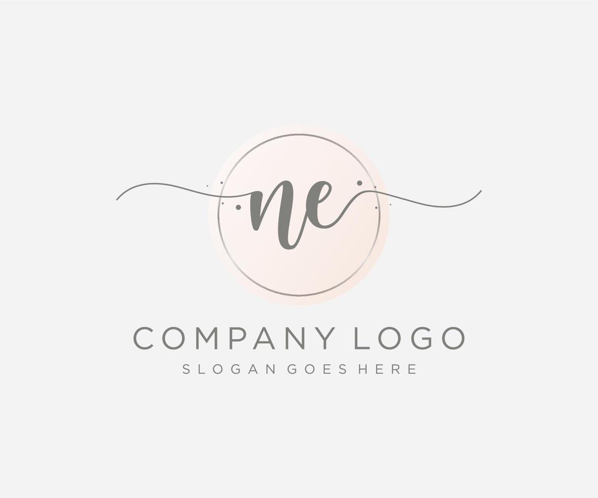 Initial NE feminine logo. Usable for Nature, Salon, Spa, Cosmetic and Beauty Logos. Flat Vector Logo Design Template Element.