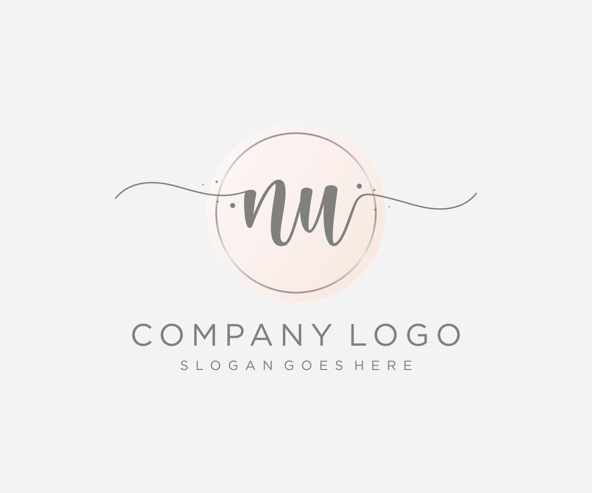 Initial NU feminine logo. Usable for Nature, Salon, Spa, Cosmetic and Beauty Logos. Flat Vector Logo Design Template Element.