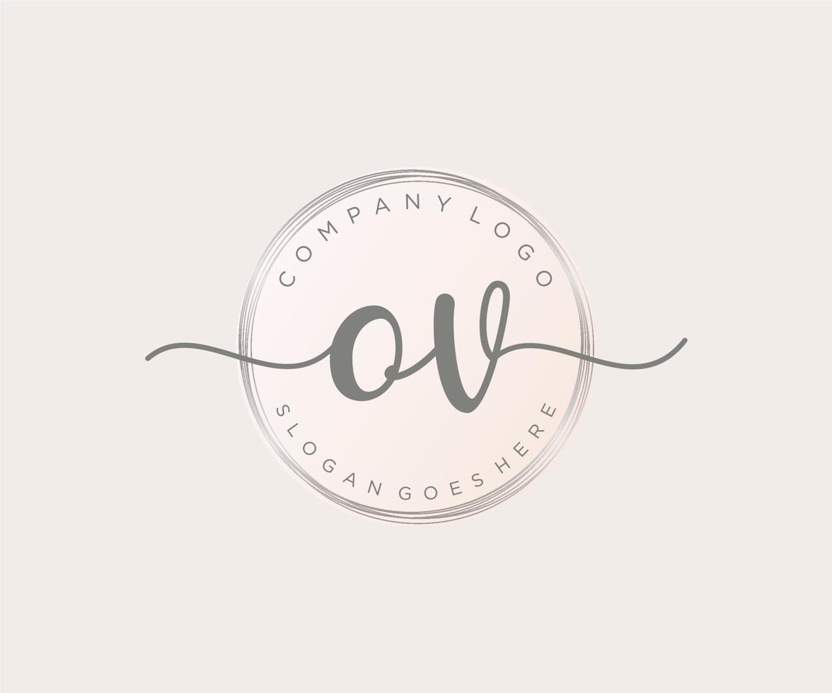 Initial OV feminine logo. Usable for Nature, Salon, Spa, Cosmetic and Beauty Logos. Flat Vector Logo Design Template Element.