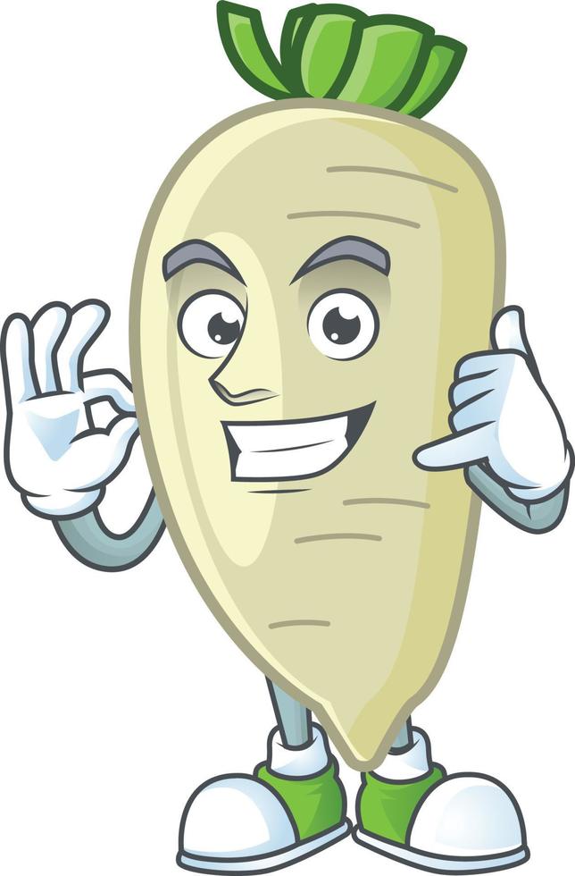 White radish cartoon character style vector