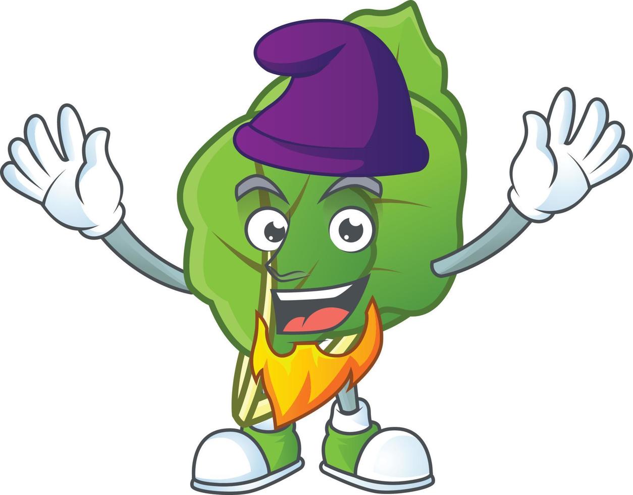 Happy collard greens cartoon character vector