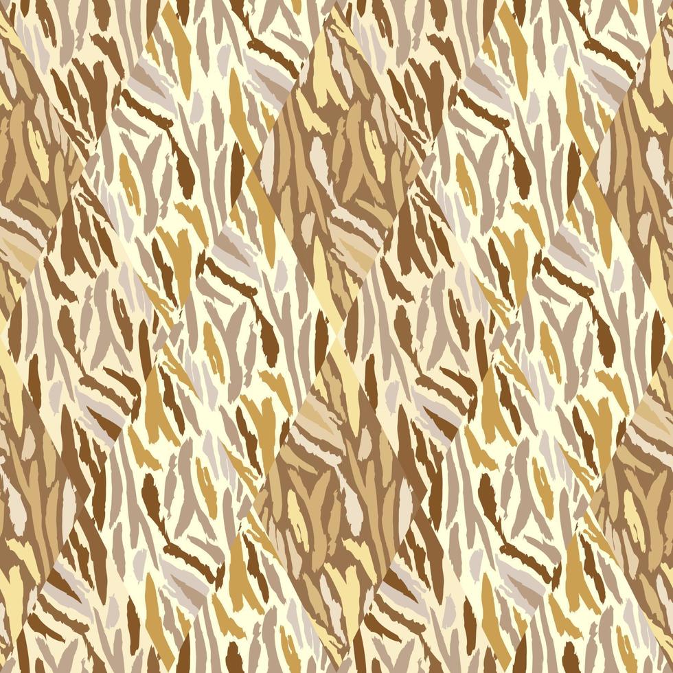 Tiger skin mosaic seamless pattern. Abstract animal fur tile. vector