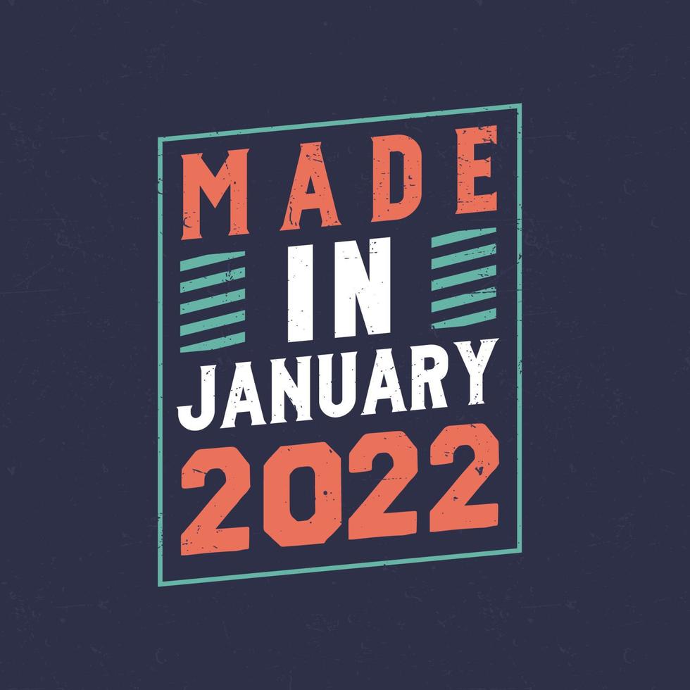 Made in January 2022. Birthday celebration for those born in January 2022 vector