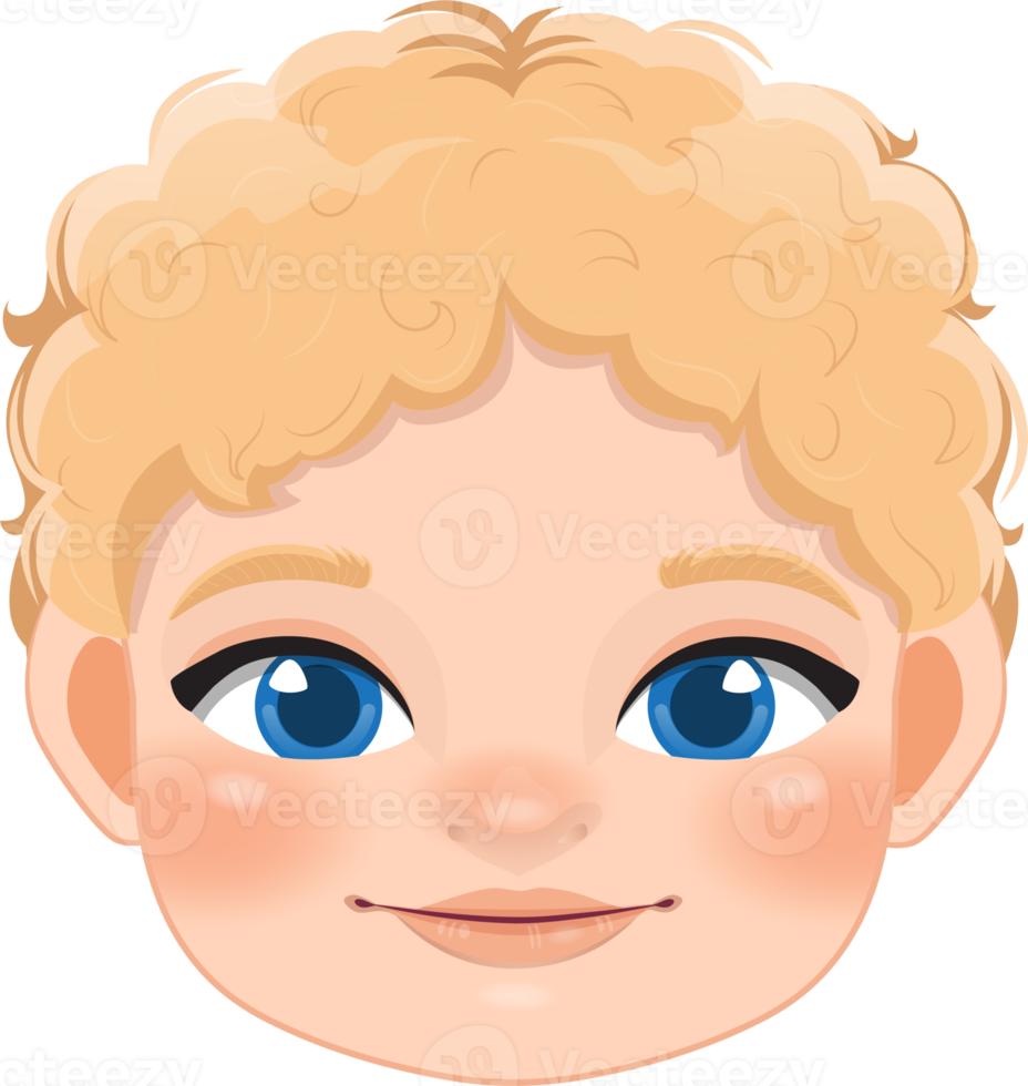 Free Cute Boy Face and Blonde Hair Smiling Cartoon Character Design  19836736 PNG with Transparent Background
