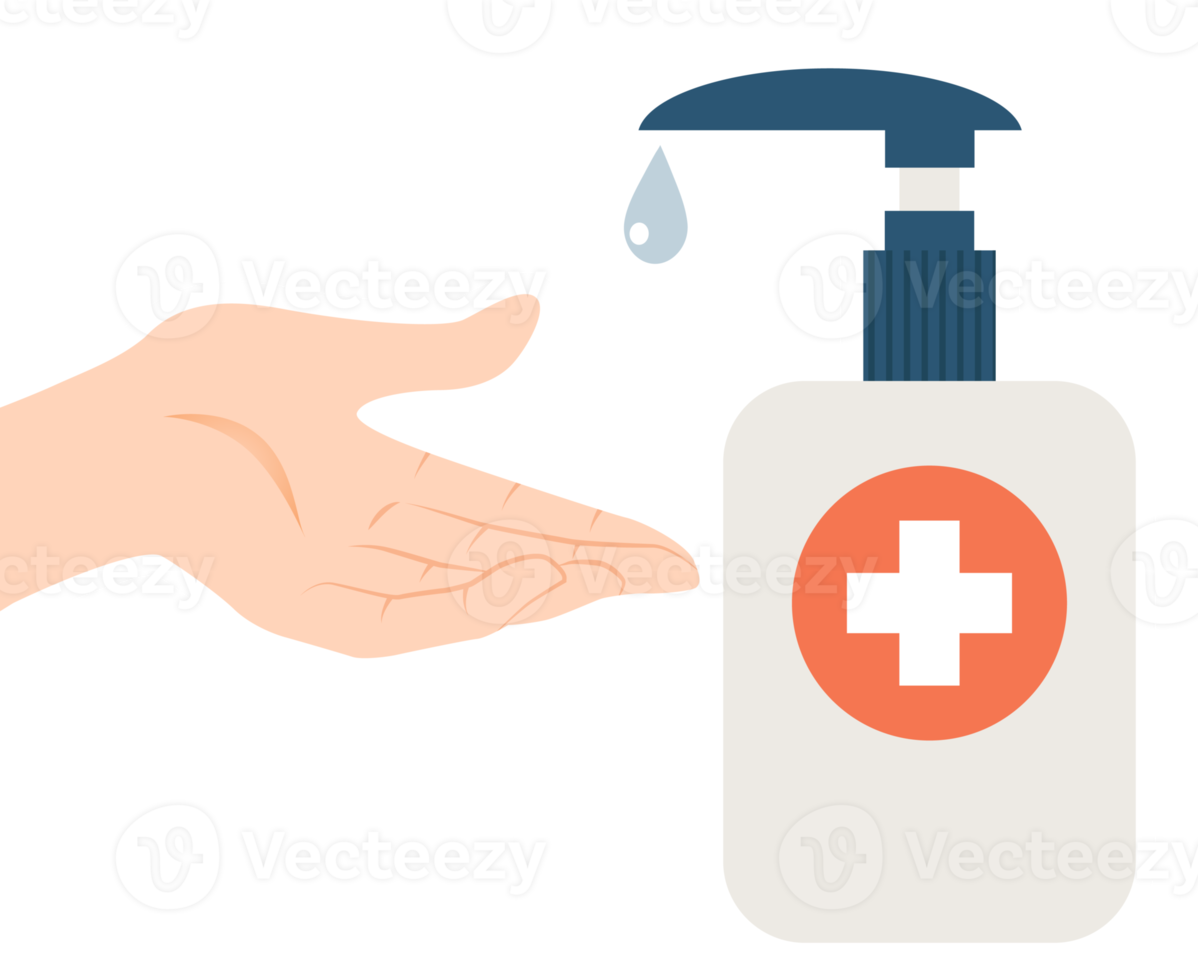 use hand sanitizer, new normal concept flat icon PNG