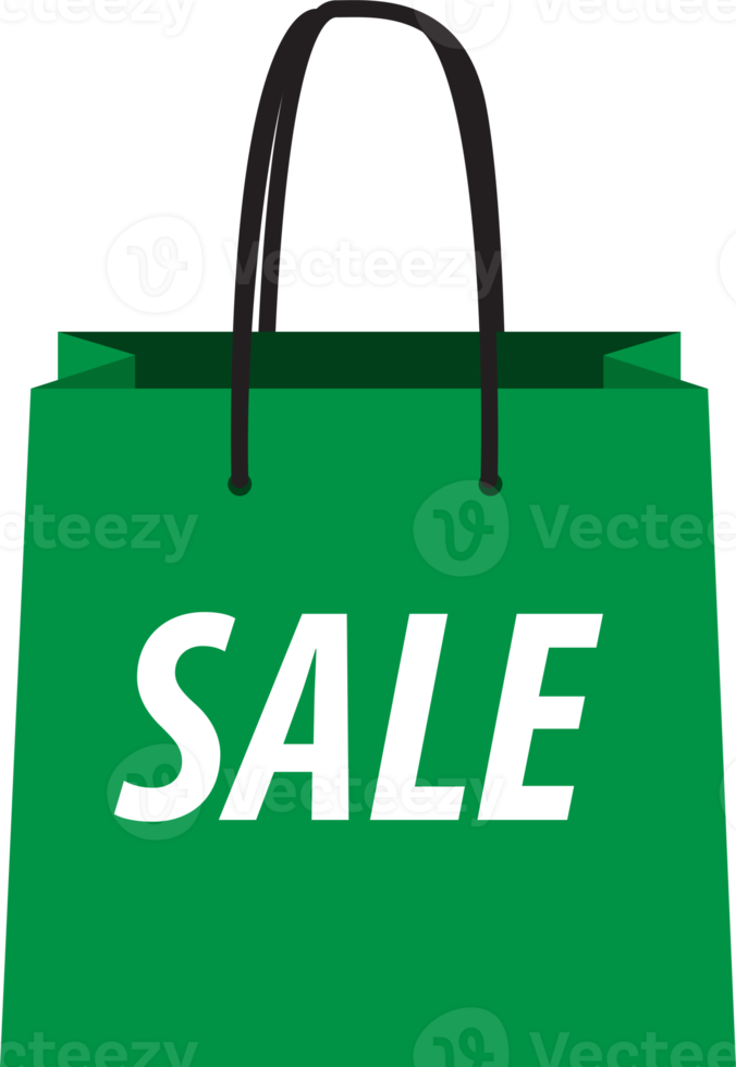 Green Shopping SALE paper bag flat icon PNG