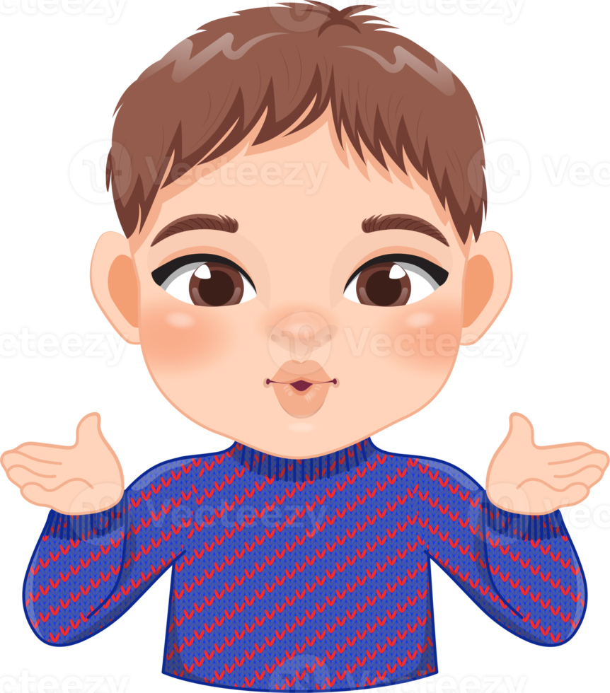 Merry Christmas cartoon design with Excite boy wear a purple sweater cartoon png