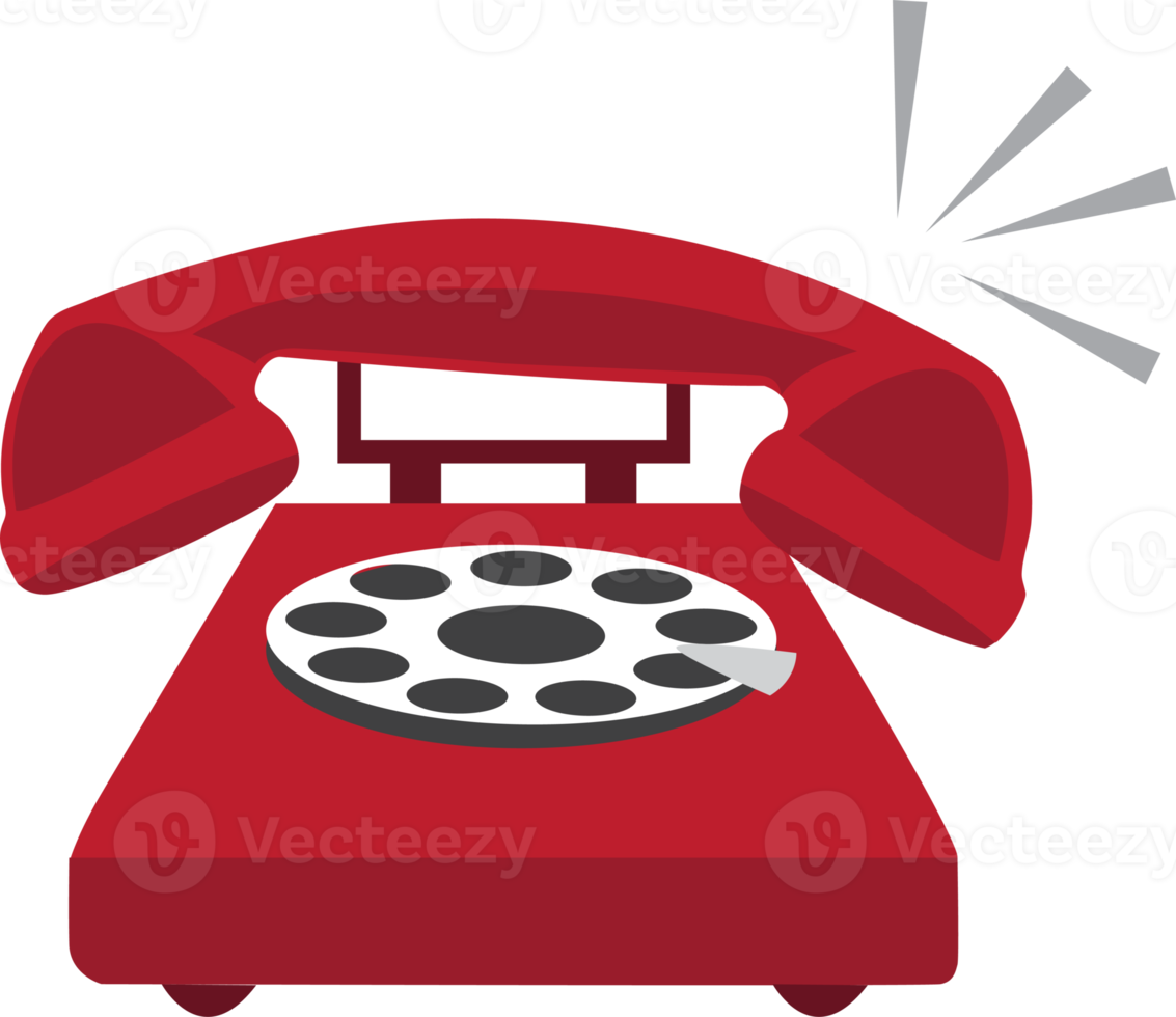 Vintage home phone red color flat icon png