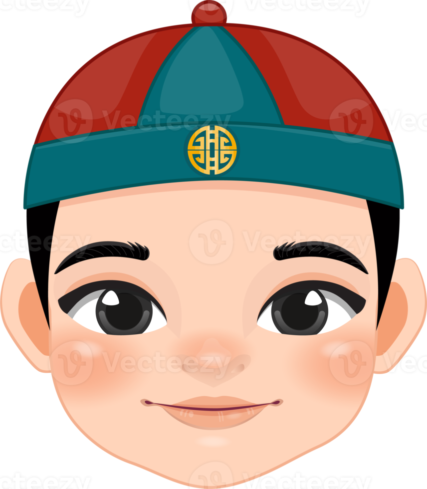Chinese boy with ancient chinese hat cartoon character png