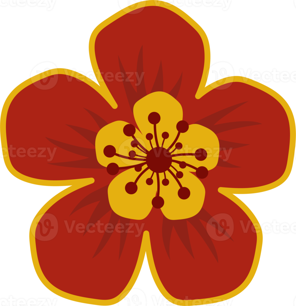 Red chinese flower flat icon png