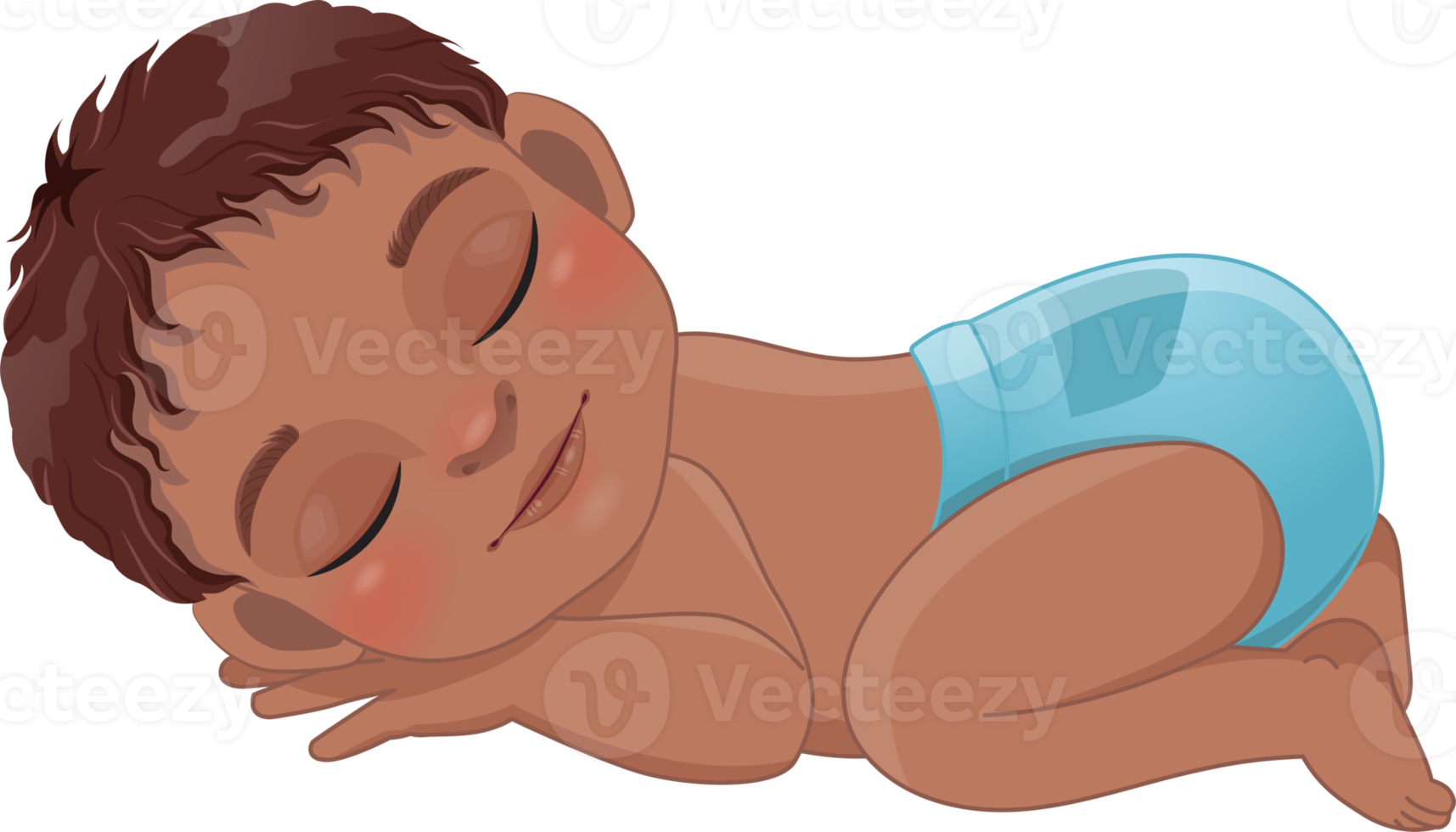 Baby amerikanisch afrikanisch Junge Schlafen Karikatur Charakter png