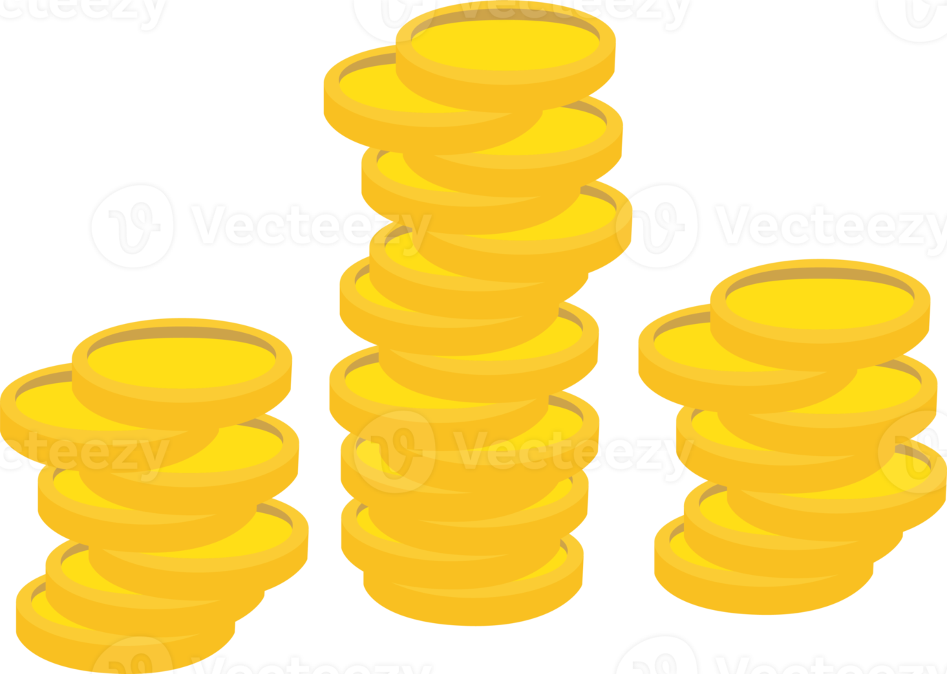 Coins flat icon of golden coin cent pile png