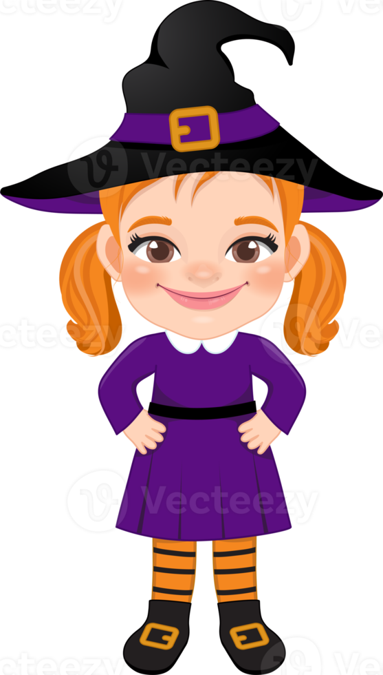 gelukkig halloween met schattig heks kostuum tekenfilm karakter ontwerp png
