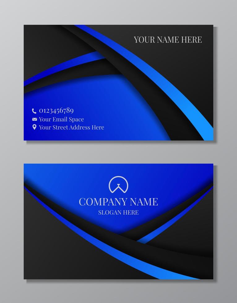 abstract business card blue and black vector