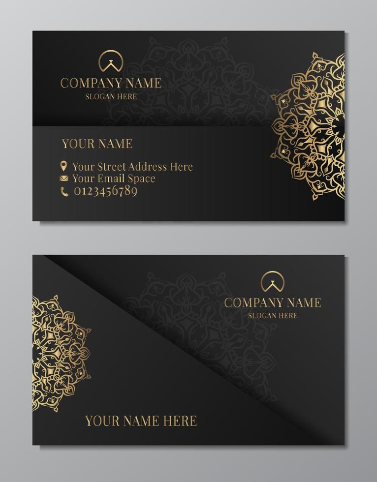 business card  with golden mandala ornament vector