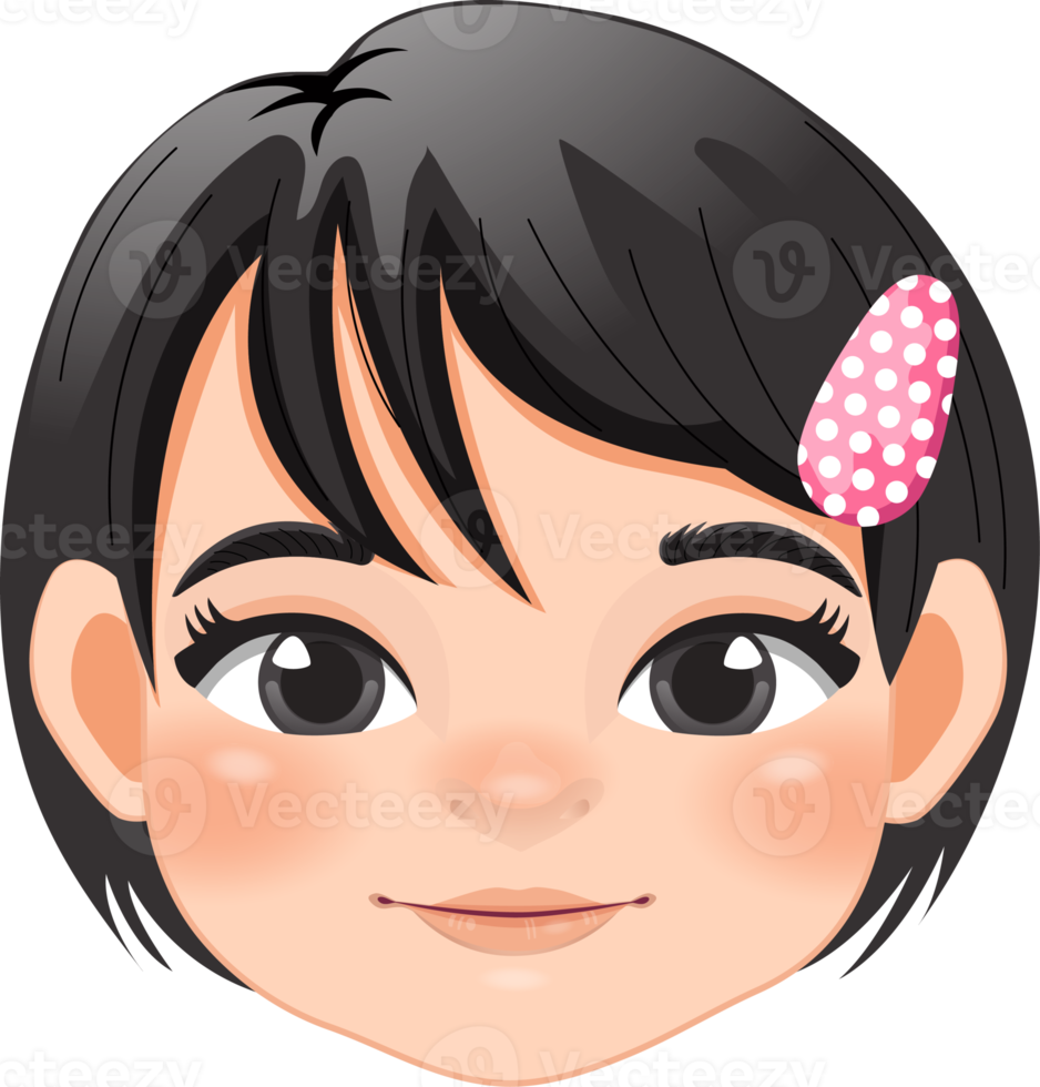 mignonne bébé fille visage collection dessin animé personnage png