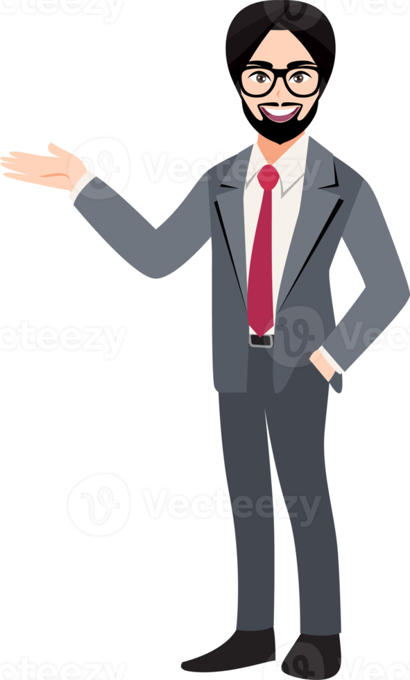 Indian businessman cartoon character with Handsome business man in office style smart suit png