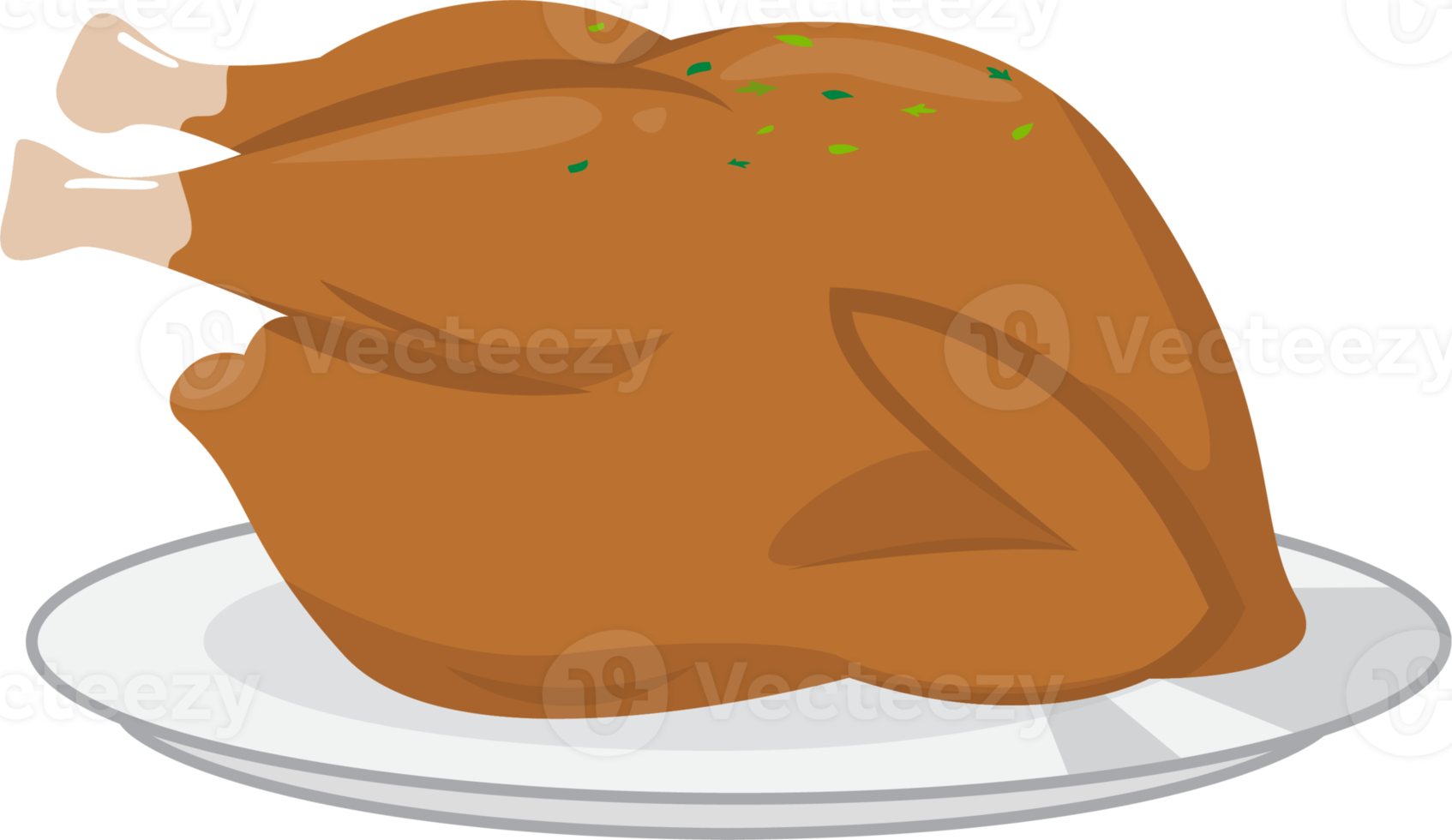 Grilled chicken or Roasted chicken flat icon style clipart 19837387 PNG