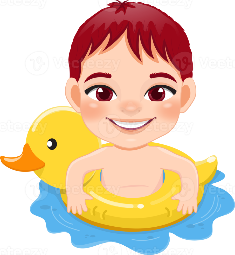 Summer boy in duck Inflatable ring cartoon png
