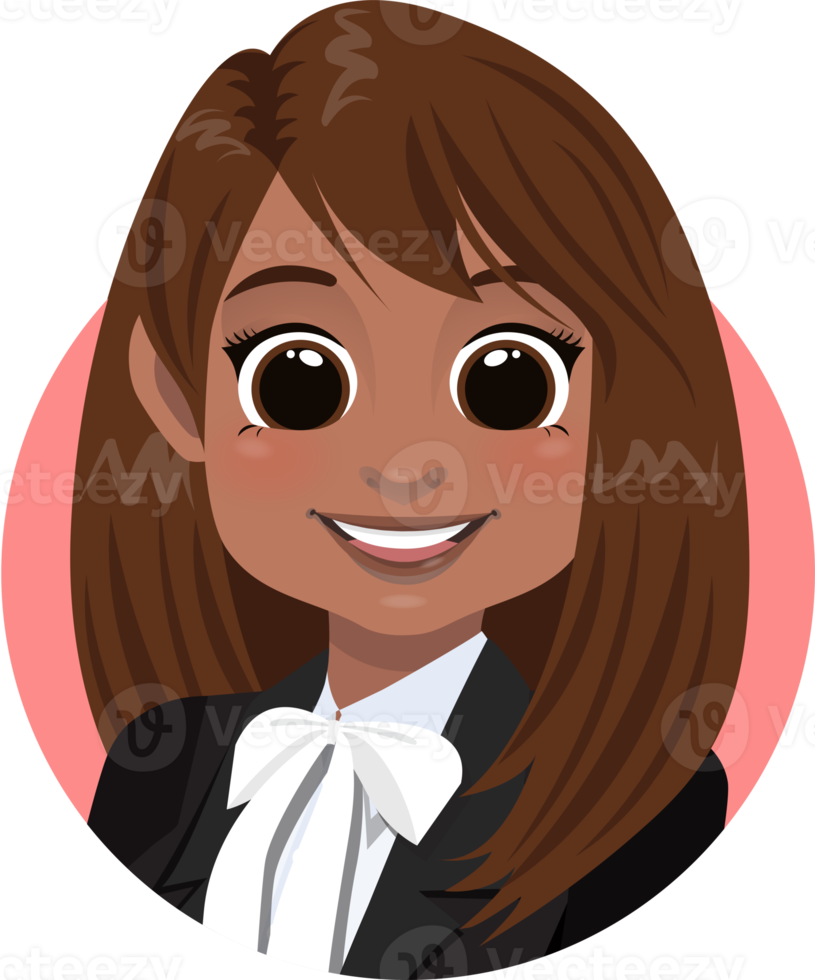 Smile American African businesswoman avatar brown hair woman face profile icon concept online support service female cartoon character portrait isolated flat icon png