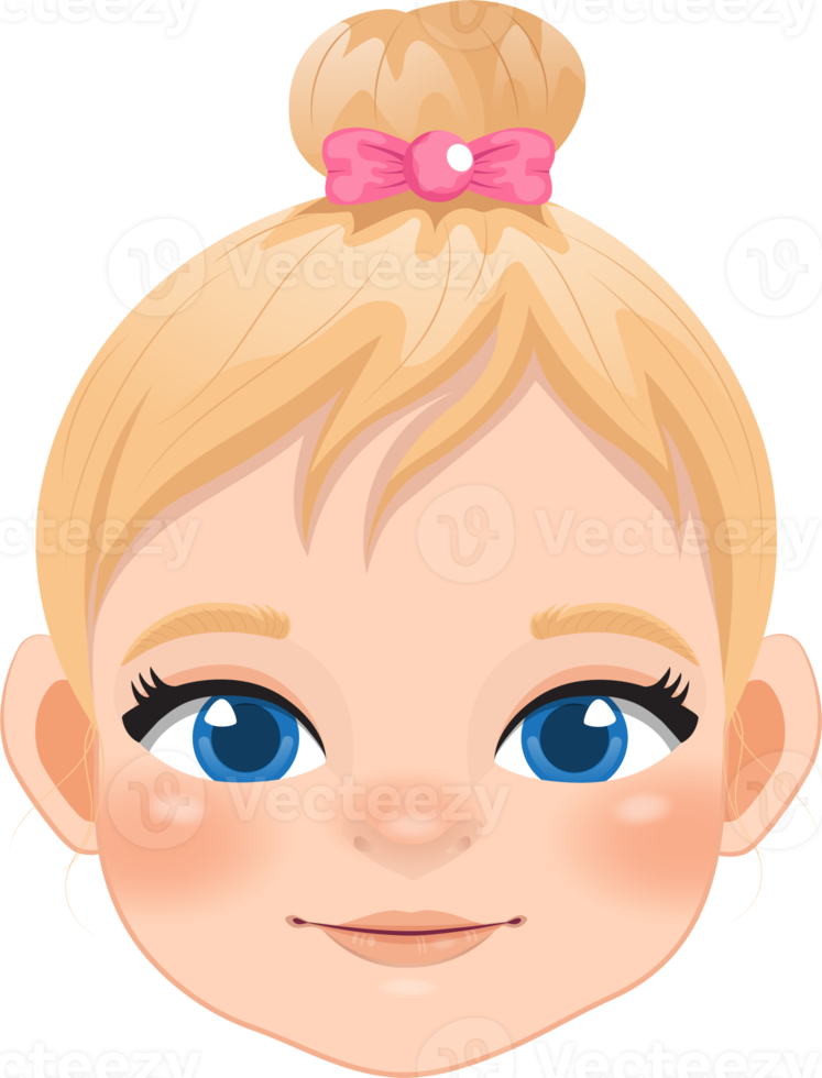 Cute Baby Girl Face Collection Cartoon Character png