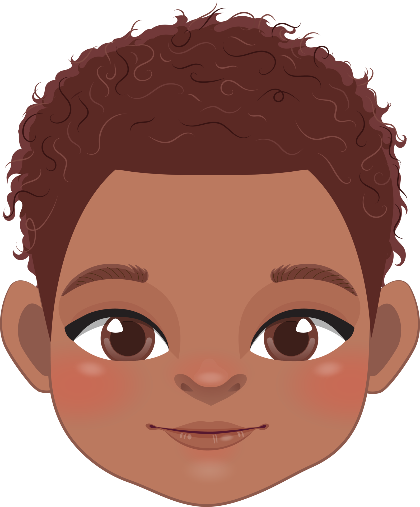 Cute Black Baby Boy Face Collection, American African Cartoon Character