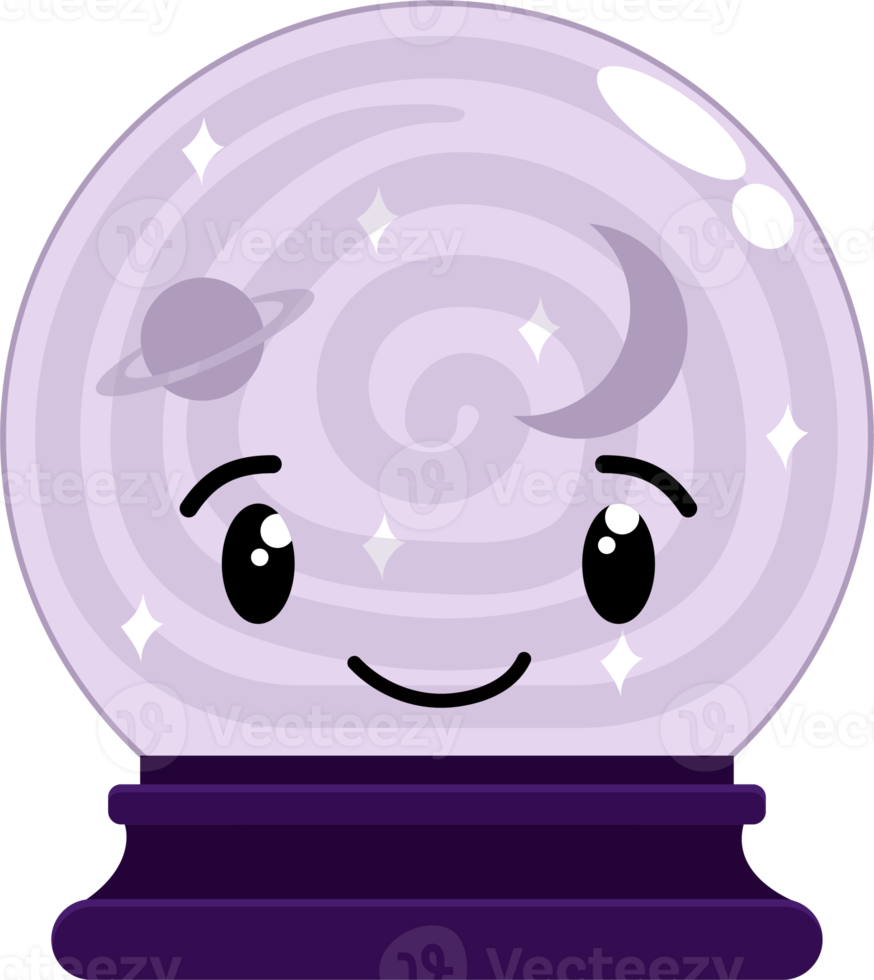 Purple magic crystal ball flat icon design png