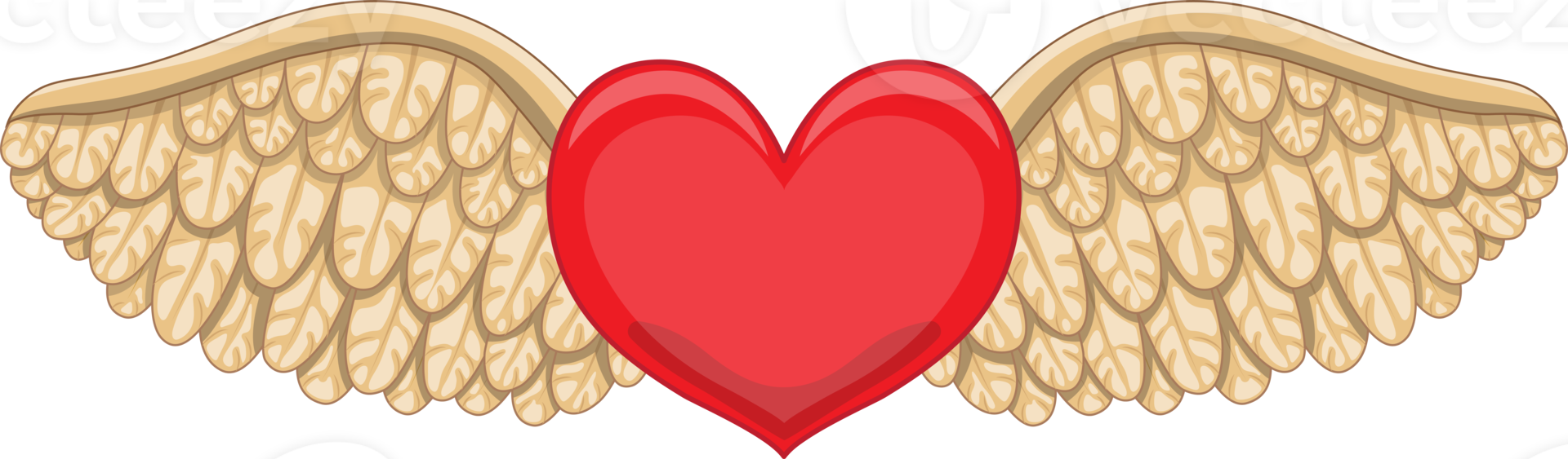 Valentine or Wedding Element with Winged Heart Flat Icon PNG