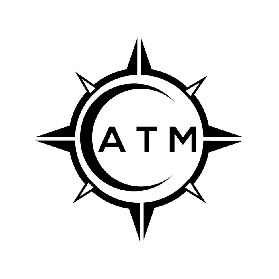 diseño de logotipo de escudo de monograma abstracto atm sobre fondo blanco. logotipo de la letra de las iniciales creativas atm. vector